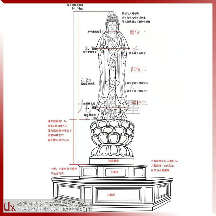 9.9米石雕观音设计图